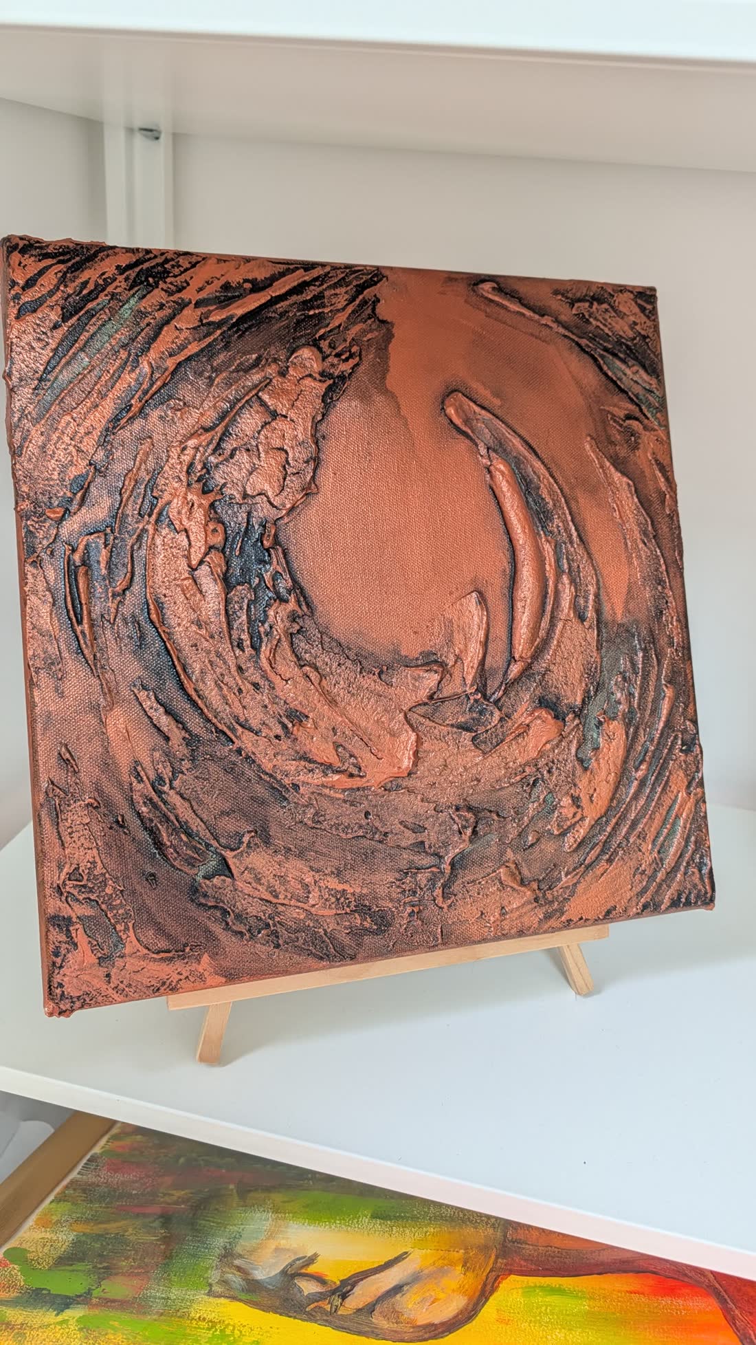 The copper canvas seen from an angle.