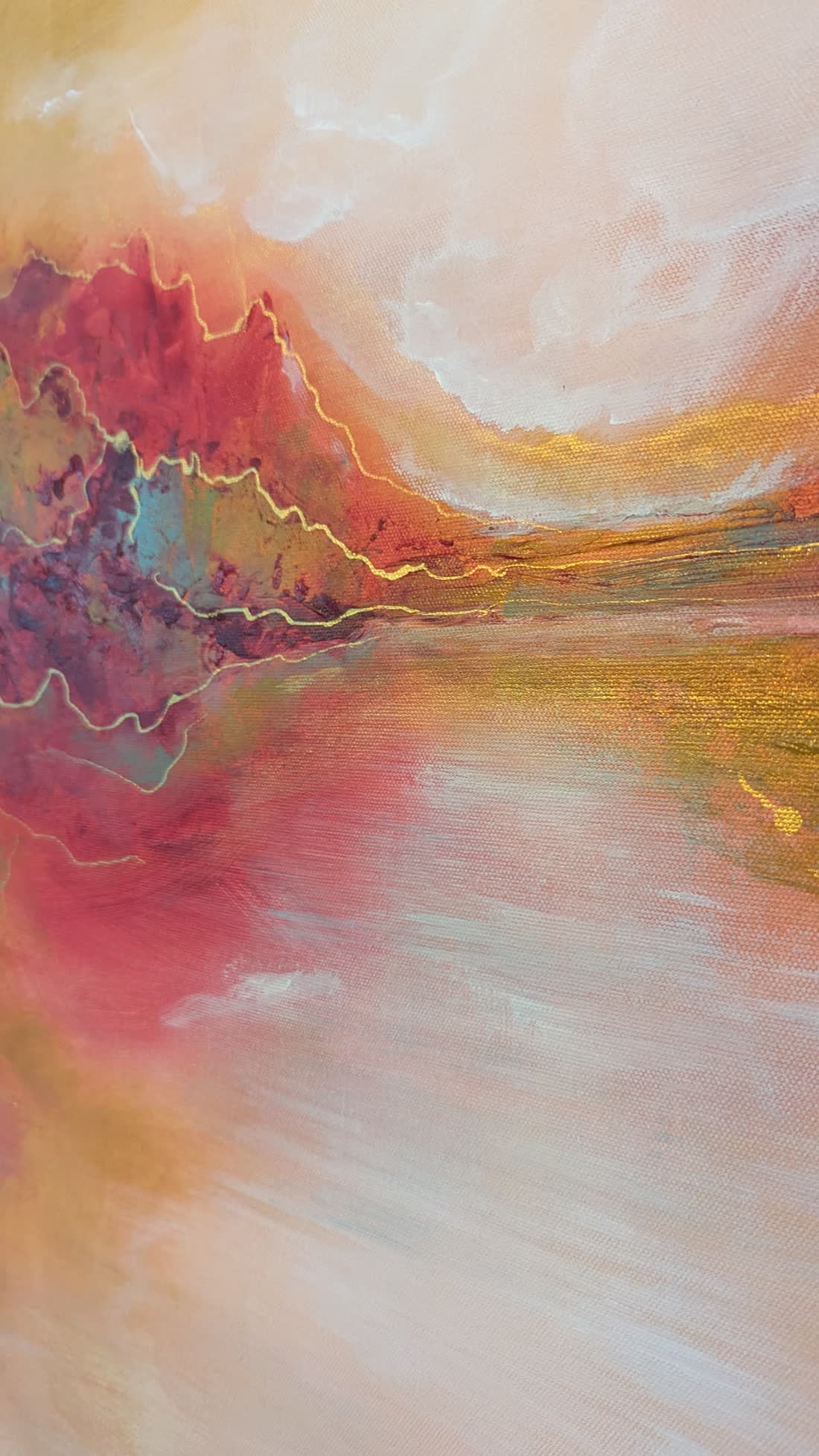 Detail: the pale water and the gold line where it meets the rock.